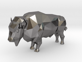 Low-Poly Bison in Processed Stainless Steel 17-4PH (BJT)