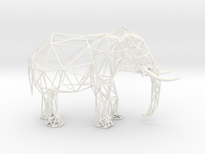 Wire Elephant in White Smooth Versatile Plastic