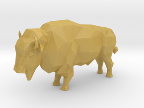 Low-Poly Bison in Tan Fine Detail Plastic