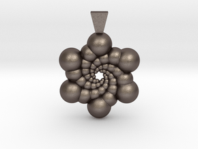 Recursive Spheres Pendant in Polished Bronzed-Silver Steel