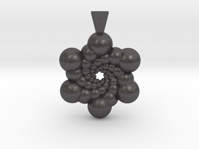 Recursive Spheres Pendant in Dark Gray PA12 Glass Beads