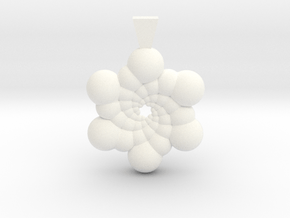 Recursive Spheres Pendant in White Smooth Versatile Plastic