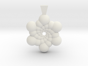 Recursive Spheres Pendant in White Natural TPE (SLS)