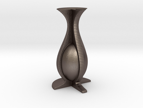 Vase 12142 in Polished Bronzed-Silver Steel