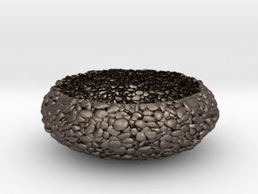 Pebbled Bowl in Polished Bronzed-Silver Steel