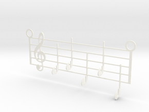 Music Key Hanger in White Smooth Versatile Plastic