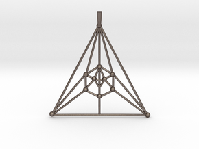 Icosahedron Pendant in Polished Bronzed-Silver Steel