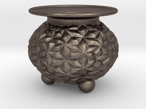 Vase 1429N in Polished Bronzed-Silver Steel