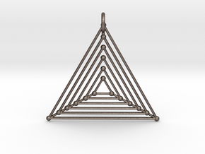 Nested Triangles Pendant in Polished Bronzed-Silver Steel