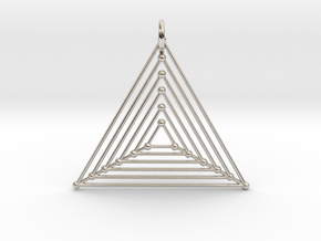 Nested Triangles Pendant in Rhodium Plated Brass