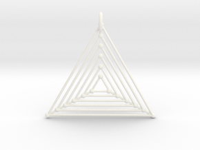 Nested Triangles Pendant in White Smooth Versatile Plastic