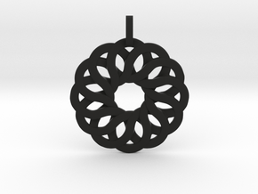 Rosette Pendant in Black Smooth PA12
