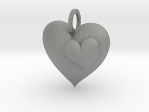 2 Hearts Pendant in Gray PA12