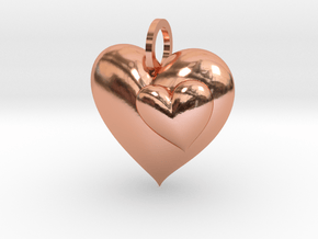 2 Hearts Pendant in Polished Copper