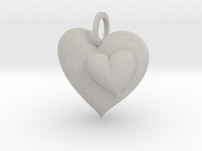 2 Hearts Pendant in Matte High Definition Full Color