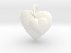 2 Hearts Pendant in White Smooth Versatile Plastic