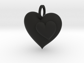 2 Hearts Pendant in Black Smooth Versatile Plastic