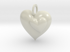 2 Hearts Pendant in Smooth Full Color Nylon 12 (MJF)