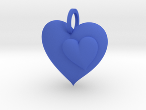 2 Hearts Pendant in Blue Smooth Versatile Plastic