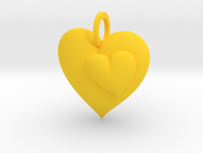 2 Hearts Pendant in Yellow Smooth Versatile Plastic