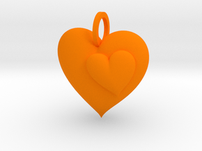 2 Hearts Pendant in Orange Smooth Versatile Plastic