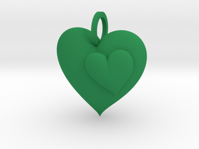 2 Hearts Pendant in Green Smooth Versatile Plastic