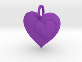 2 Hearts Pendant in Purple Smooth Versatile Plastic