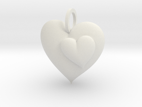 2 Hearts Pendant in White Natural TPE (SLS)