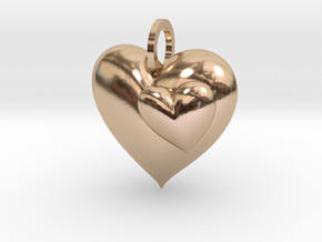 2 Hearts Pendant in 9K Rose Gold 