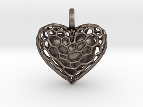 Inner Heart Pendant in Polished Bronzed-Silver Steel