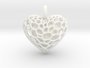 Inner Heart Pendant in White Smooth Versatile Plastic