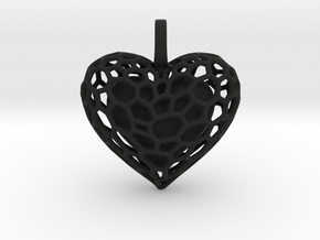 Inner Heart Pendant in Black Smooth Versatile Plastic
