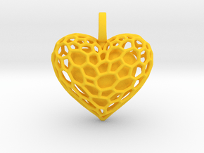 Inner Heart Pendant in Yellow Smooth Versatile Plastic