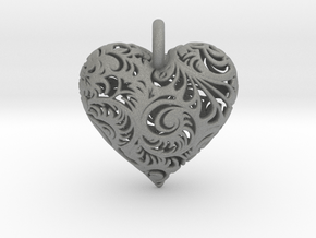 Filigree Heart Pendant in Gray PA12