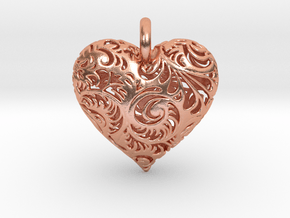Filigree Heart Pendant in Natural Copper