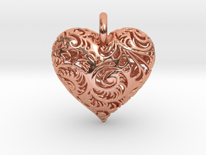 Filigree Heart Pendant in Polished Copper