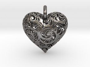 Filigree Heart Pendant in Processed Stainless Steel 17-4PH (BJT)