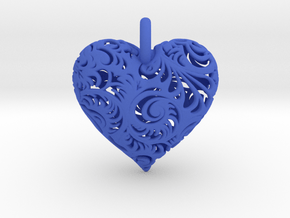 Filigree Heart Pendant in Blue Smooth Versatile Plastic