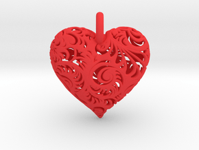 Filigree Heart Pendant in Red Smooth Versatile Plastic