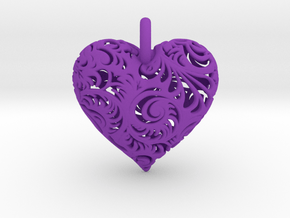 Filigree Heart Pendant in Purple Smooth Versatile Plastic