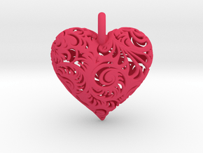 Filigree Heart Pendant in Pink Smooth Versatile Plastic