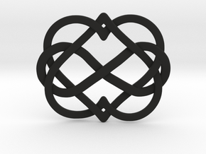 2 Hearts Inifinity Pendant in Black Smooth Versatile Plastic