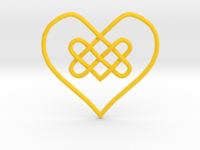 Knotty Heart Pendant in Yellow Smooth Versatile Plastic