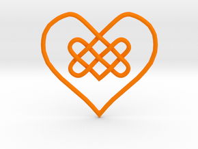 Knotty Heart Pendant in Orange Smooth Versatile Plastic