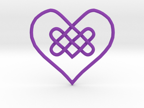 Knotty Heart Pendant in Purple Smooth Versatile Plastic