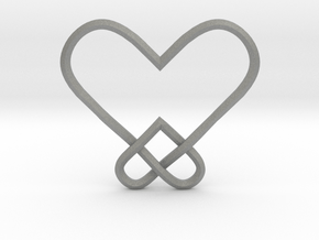 Double Heart Knot Pendant in Gray PA12