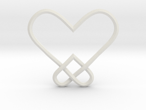 Double Heart Knot Pendant in PA11 (SLS)