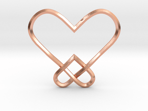 Double Heart Knot Pendant in Natural Copper