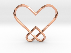 Double Heart Knot Pendant in Polished Copper