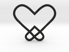 Double Heart Knot Pendant in Black Smooth Versatile Plastic